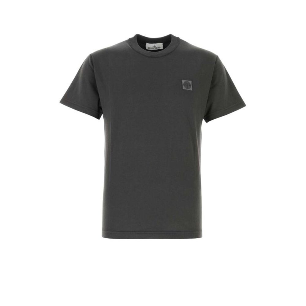 Stone Island Men Charcoal Cotton T-Shirt